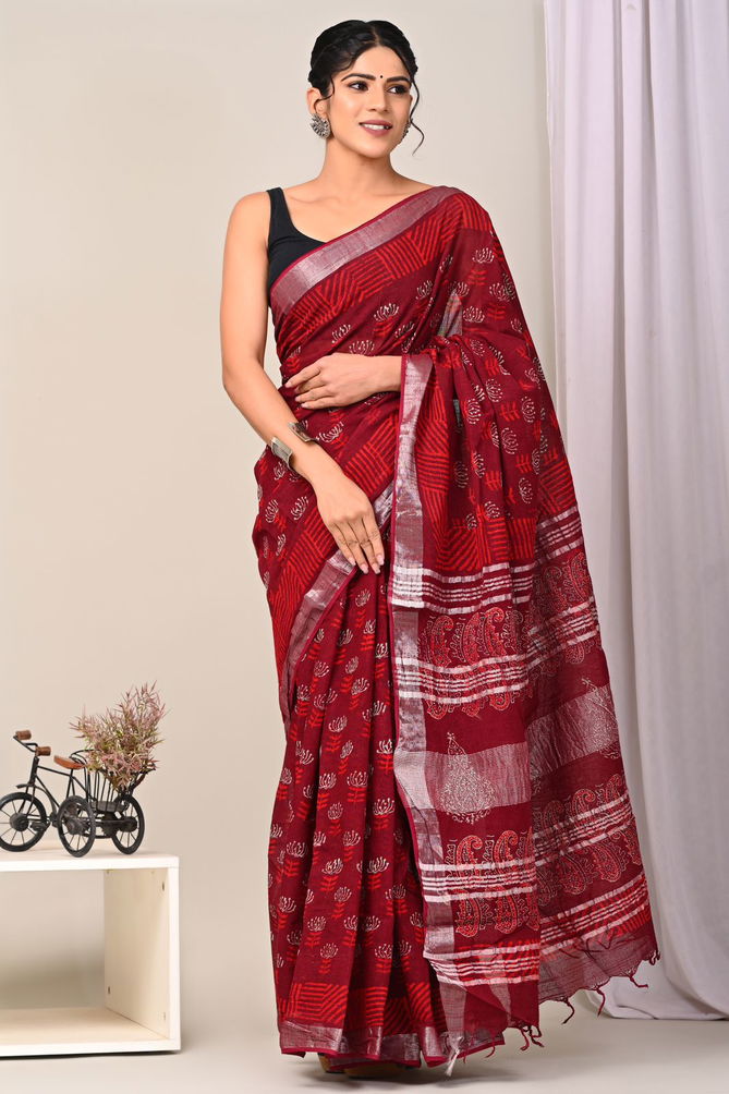 VK 4166 Silver Jari Patta Printed Sarees Catalog